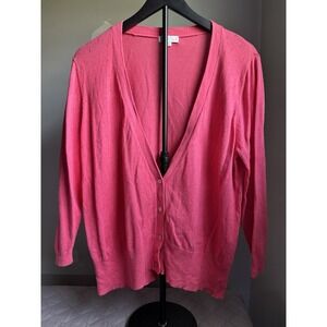 Joseph A. Pink‎ Cardigan Sweater V-Neck Button Front Womens XL 60% Cotton